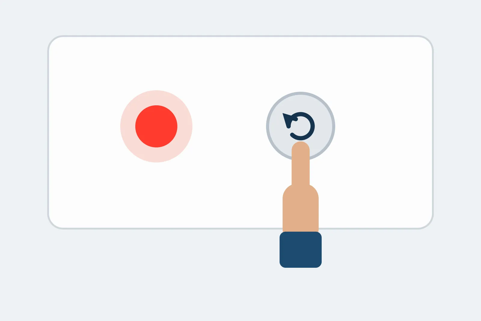Finger pressing the reset button on a boiler with a red lockout light