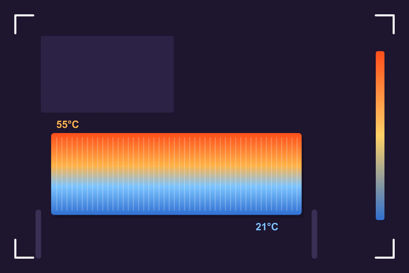 Thermal camera view of a radiator that is hot at the top and cold at the bottom